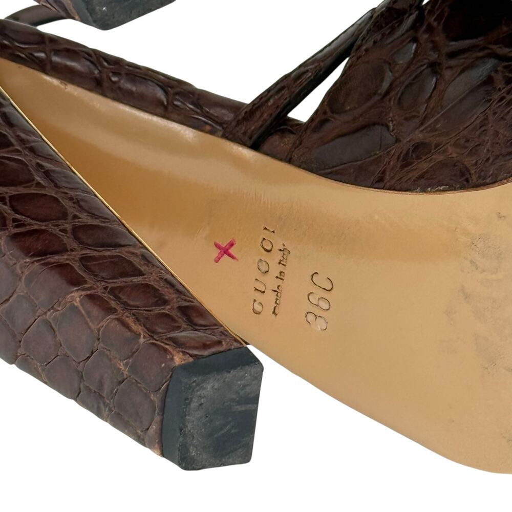 Gucci Brown Cyclamin Python Platform Heeled Sanda… - image 10